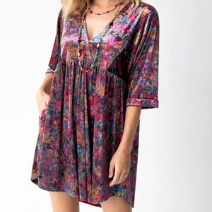 Natural Life Stella Velvet Floral Mini Dress Size Large